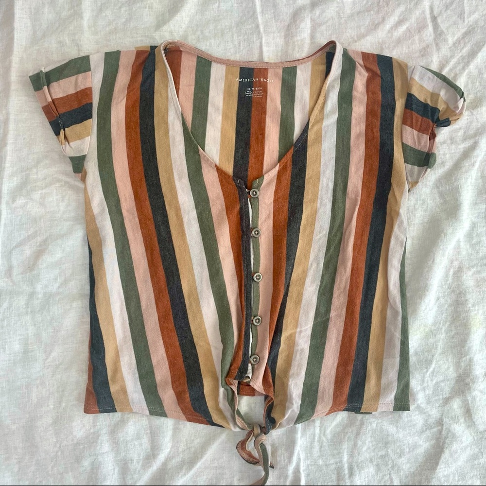 American eagle top striped earthy colors